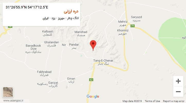 روستای دره ارزنی بر روی نقشه