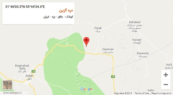 روستای دره گزین بر روی نقشه
