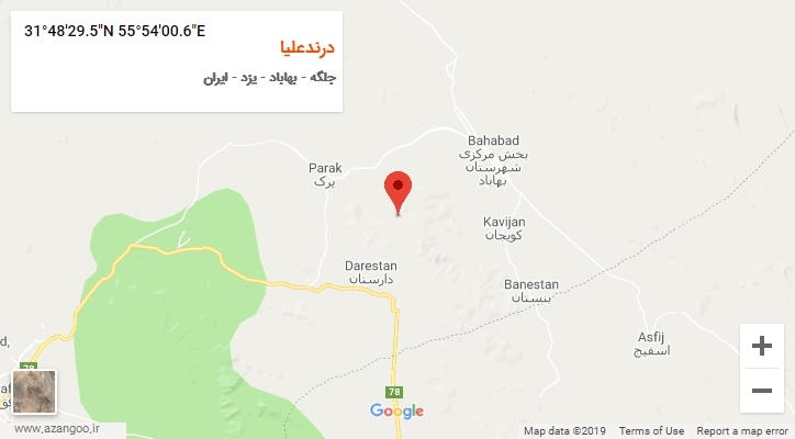روستای درندعلیا بر روی نقشه