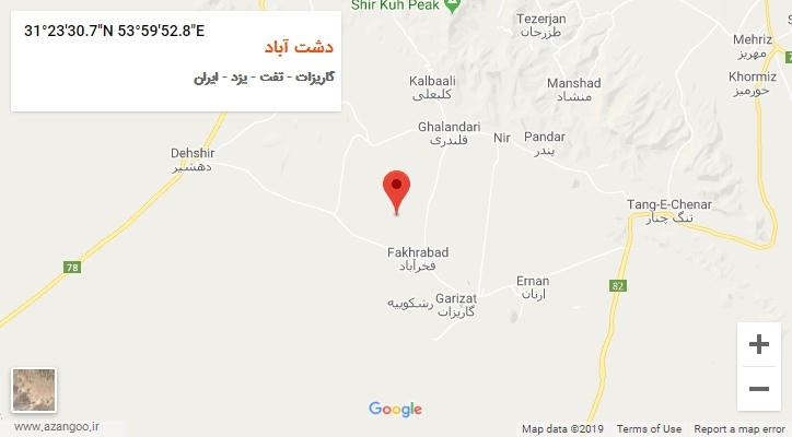 روستای دشت آباد بر روی نقشه