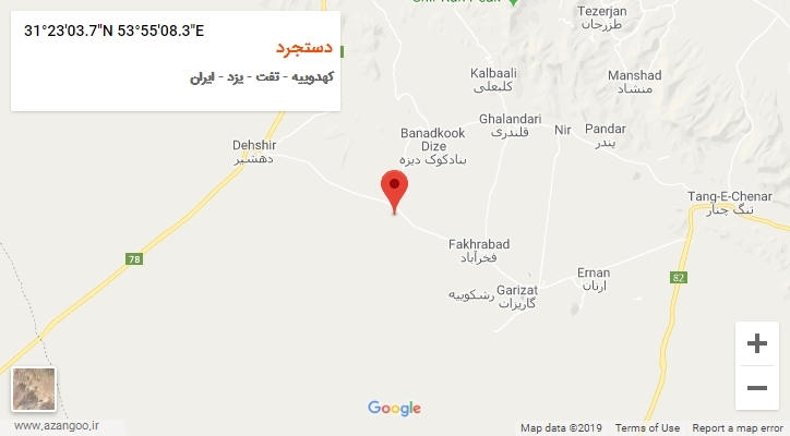 روستای دستجرد بر روی نقشه