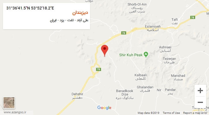 روستای دیزبندان بر روی نقشه