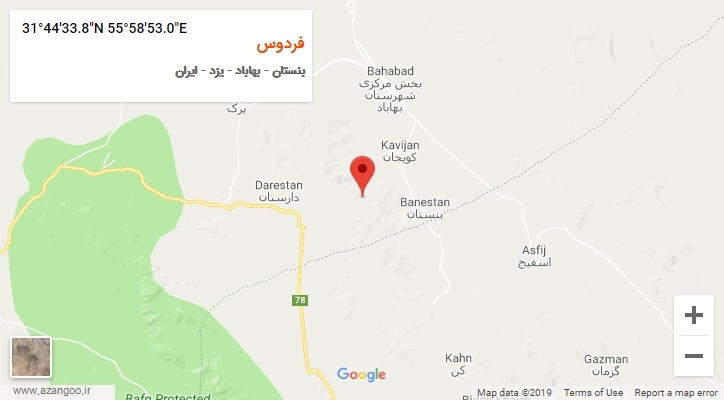 روستای فردوس بر روی نقشه