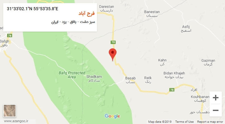 روستای فرح آباد بر روی نقشه
