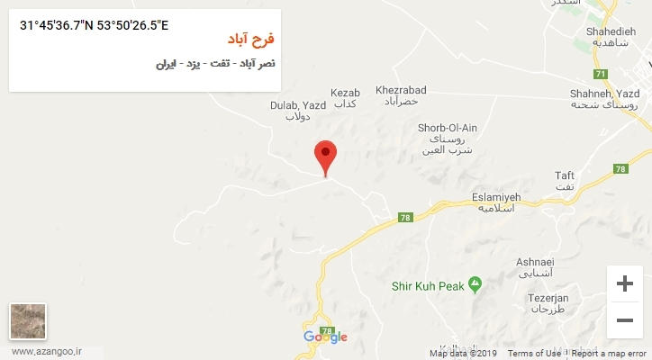 روستای فرح آباد بر روی نقشه