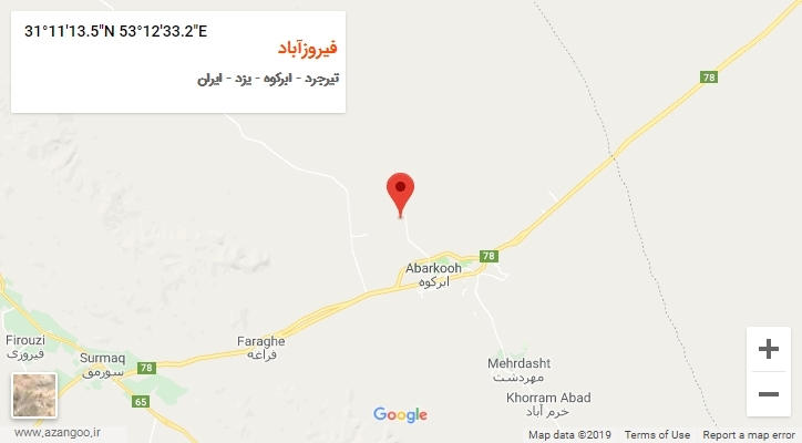 روستای فیروزآباد بر روی نقشه