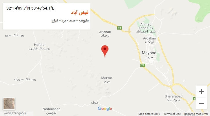 روستای فیض آباد بر روی نقشه