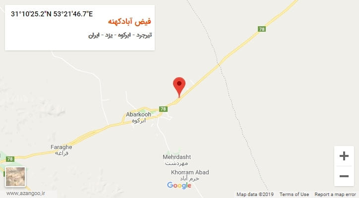 روستای فیض آبادکهنه بر روی نقشه