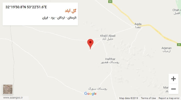روستای گل آباد بر روی نقشه