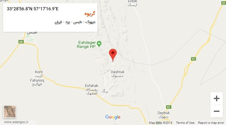 روستای گریوه بر روی نقشه