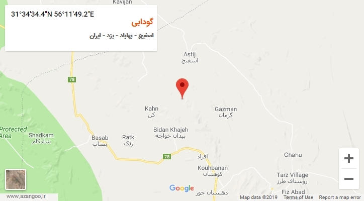 روستای گودابی بر روی نقشه