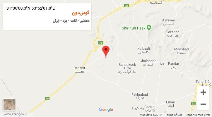 روستای گودزردون بر روی نقشه