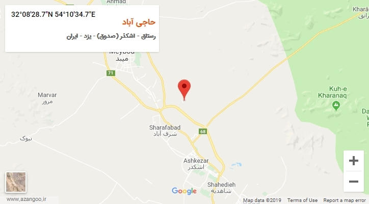 روستای حاجی آباد بر روی نقشه