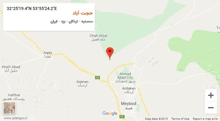روستای حجت آباد بر روی نقشه