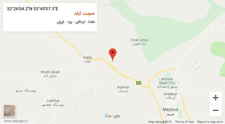 روستای حجت آباد بر روی نقشه