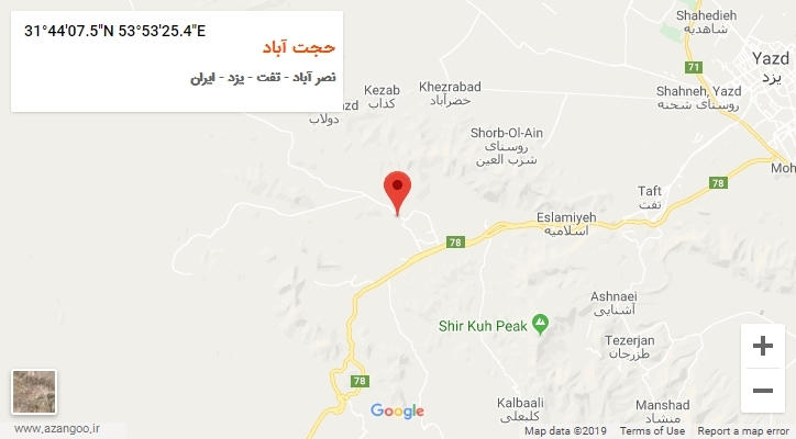 روستای حجت آباد بر روی نقشه