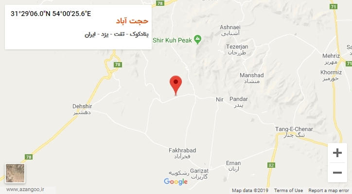 روستای حجت آباد بر روی نقشه
