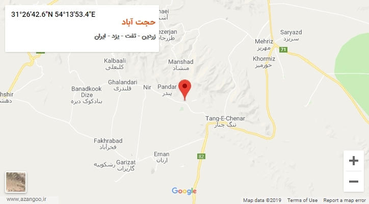 روستای حجت آباد بر روی نقشه