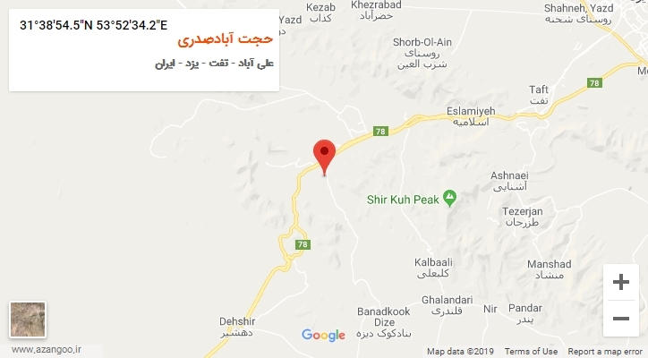 روستای حجت آبادصدری بر روی نقشه