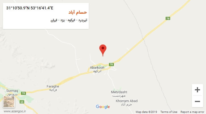 روستای حسام آباد بر روی نقشه