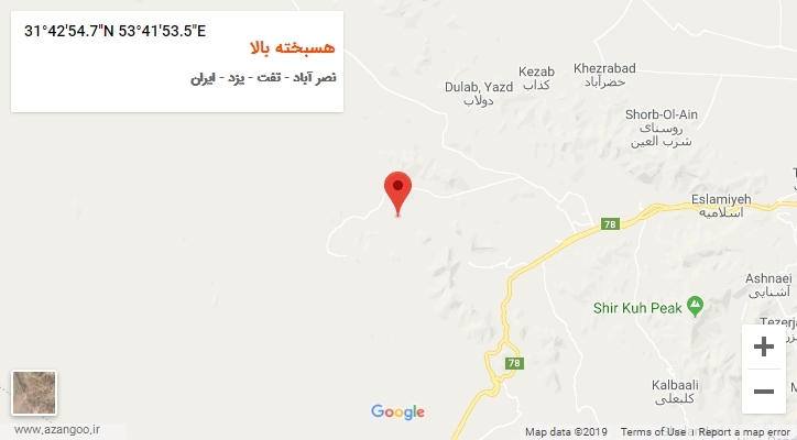 روستای هسبخته بالا بر روی نقشه