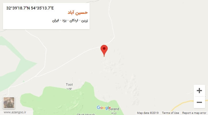 روستای حسین آباد بر روی نقشه