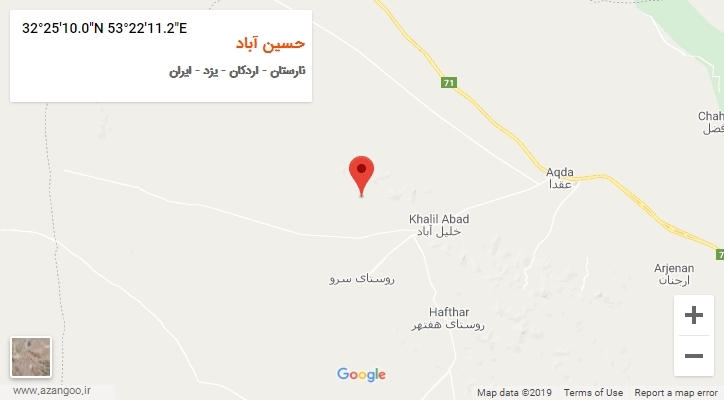 روستای حسین آباد بر روی نقشه