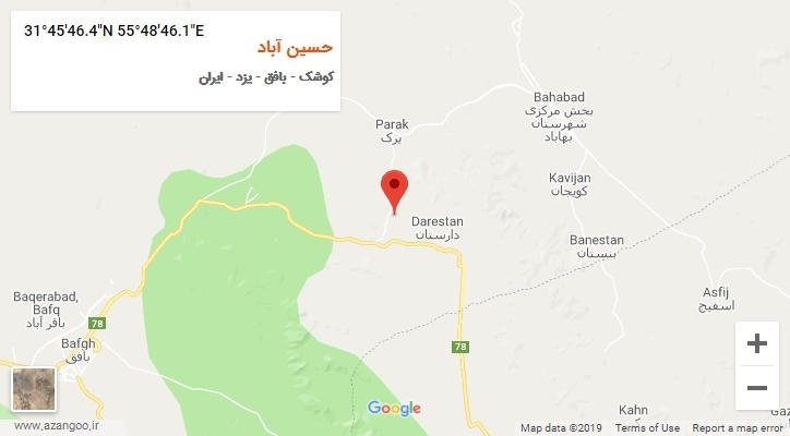 روستای حسین آباد بر روی نقشه
