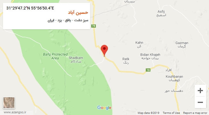 روستای حسین آباد بر روی نقشه