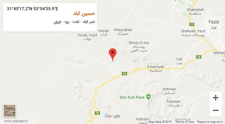 روستای حسین آباد بر روی نقشه