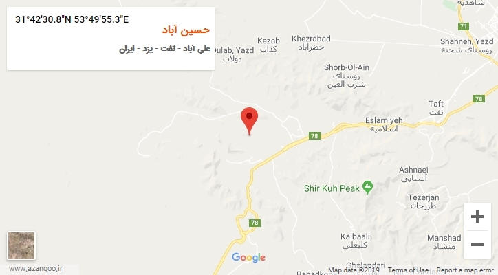 روستای حسین آباد بر روی نقشه