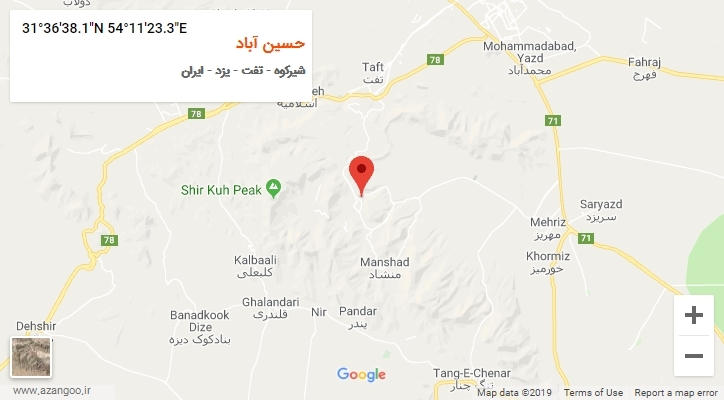 روستای حسین آباد بر روی نقشه