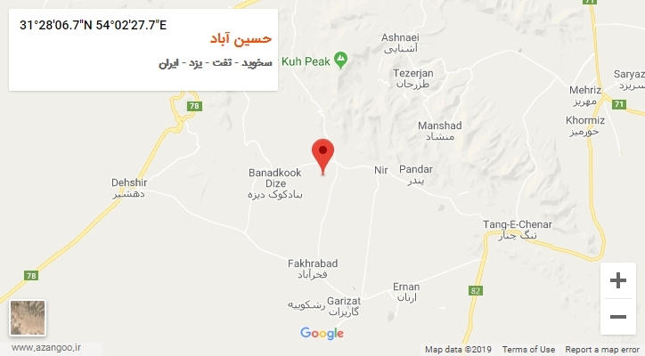 روستای حسین آباد بر روی نقشه