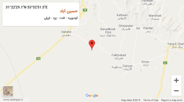 روستای حسین آباد بر روی نقشه