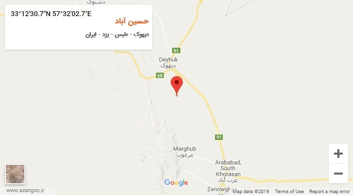 روستای حسین آباد بر روی نقشه