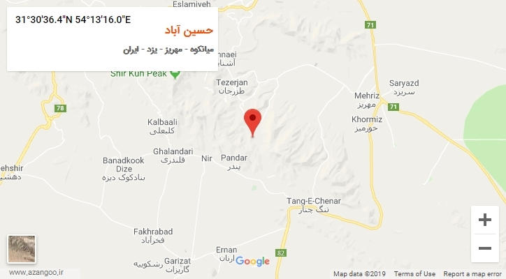 روستای حسین آباد بر روی نقشه