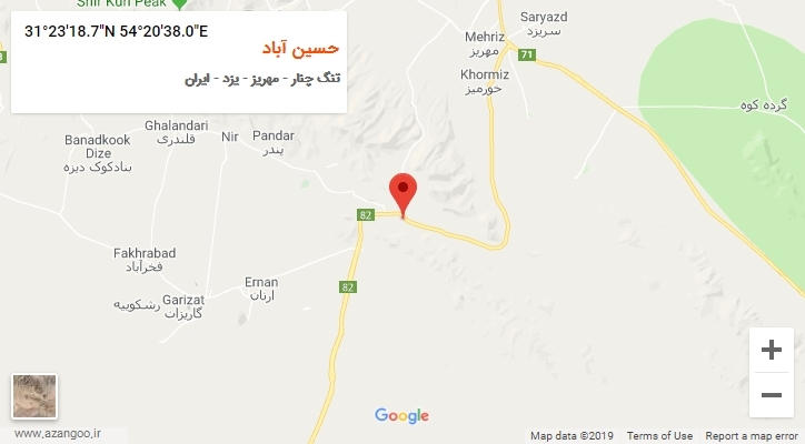 روستای حسین آباد بر روی نقشه