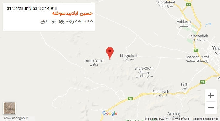 روستای حسین آبادبیدسوخته بر روی نقشه