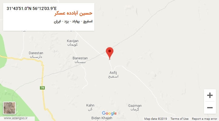 روستای حسین آبادده عسکر بر روی نقشه