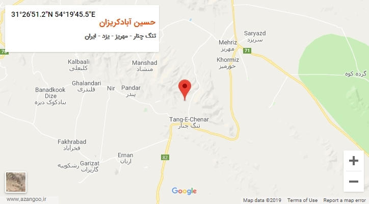 روستای حسین آبادکریزان بر روی نقشه