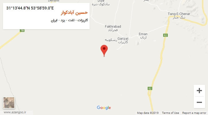 روستای حسین آبادکوار بر روی نقشه