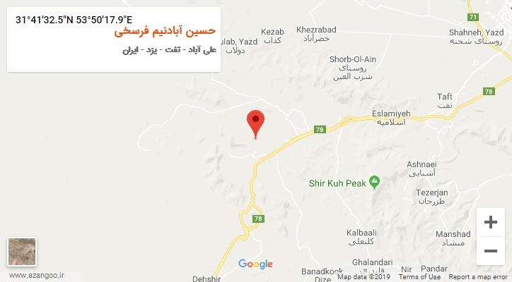 روستای حسین آبادنیم فرسخی بر روی نقشه
