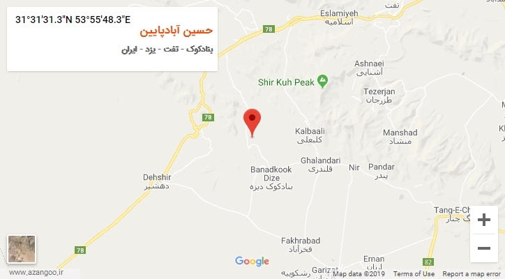 روستای حسین آبادپایین بر روی نقشه
