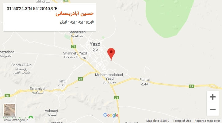 روستای حسین آبادریسمانی بر روی نقشه