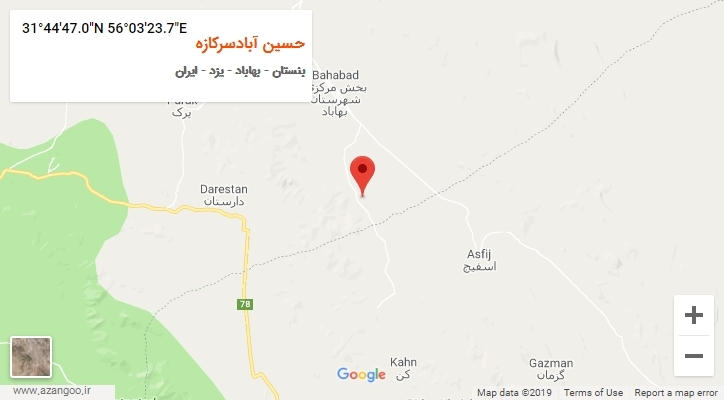 روستای حسین آبادسرکازه بر روی نقشه