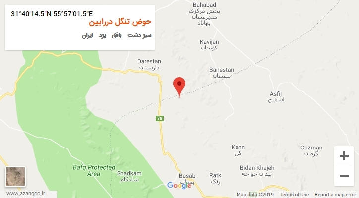 روستای حوض تنگل دررایین بر روی نقشه