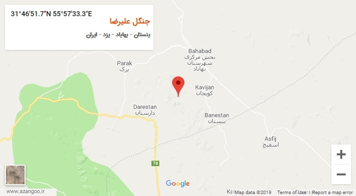 روستای جنگل علیرضا بر روی نقشه