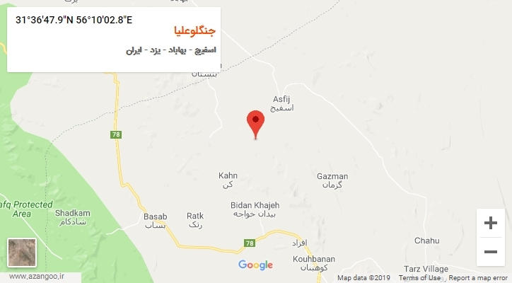 روستای جنگلوعلیا بر روی نقشه