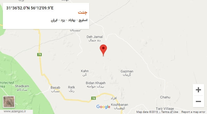 روستای جنت بر روی نقشه