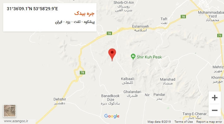 روستای جره بیدک بر روی نقشه